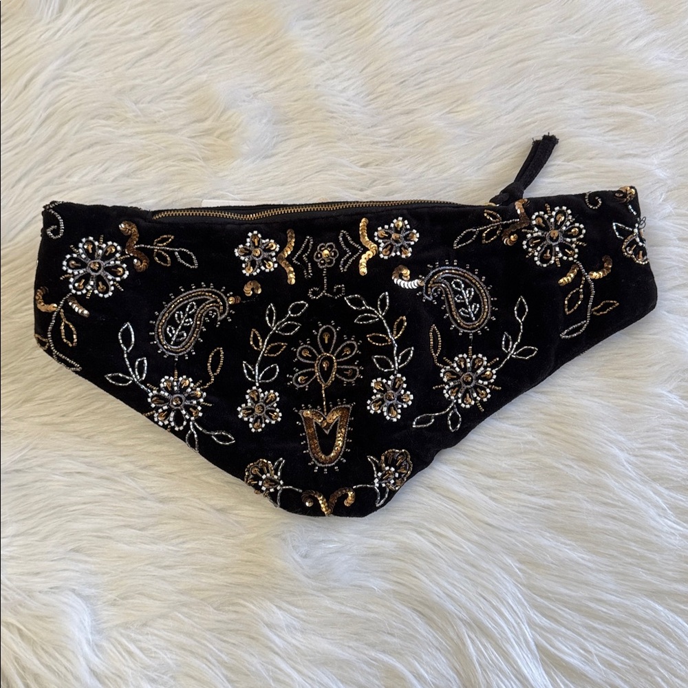 Free People Nashville Nights Beaded Black Velvet Shoulder Bag - Picture 8 of 12